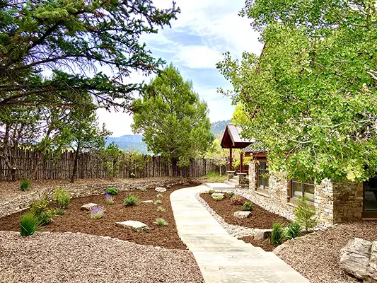Mulched bed and paths near Durango